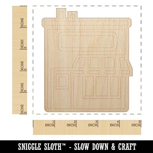 Storefront Market Business Unfinished Wood Shape Piece Cutout for DIY Craft Projects - 1/4 Inch Thick - 4.70 Inch Size Sniggle Sloth