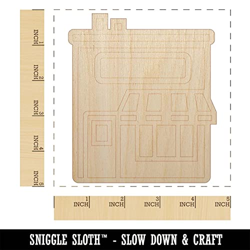 Storefront Market Business Unfinished Wood Shape Piece Cutout for DIY Craft Projects - 1/4 Inch Thick - 4.70 Inch Size - WoodArtSupply