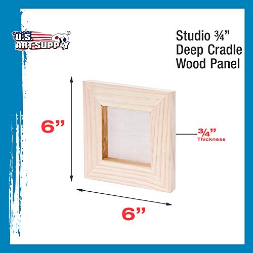 U.S. Art Supply 6" x 6" Birch Wood Paint Pouring Panel Boards, Studio 3/4" Deep Cradle (Pack of 5) - Artist Wooden Wall Canvases - Painting U.S. Art Supply