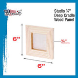 U.S. Art Supply 6" x 6" Birch Wood Paint Pouring Panel Boards, Studio 3/4" Deep Cradle (Pack of 5) - Artist Wooden Wall Canvases - Painting U.S. Art Supply