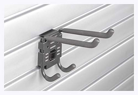 HandiWall Double Utility Hook with Locking Bracket for Tool Storage on Garage Slatwall Panels HandiWall