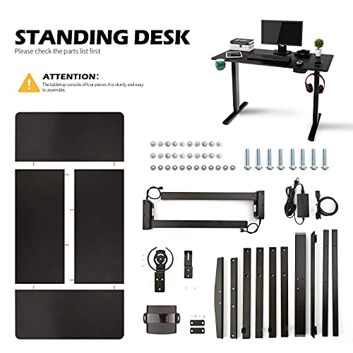 OUTFINE Heavy Duty Dual Motor Height Adjustable Standing Desk Electric Dual Motor Home Office Stand Up Computer Workstation with (Black, 63") Desktop OUTFINE