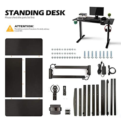 OUTFINE Heavy Duty Dual Motor Height Adjustable Standing Desk Electric Dual Motor Home Office Stand Up Computer Workstation with (Black, 63") Desktop - WoodArtSupply