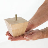 OUTWATER 3 in. x 3-7/8 in. Unfinished Solid Hardwood Square Bun Foot | 4 Pack with 4 Free Insert Nuts and Drill Bit OUTWATER