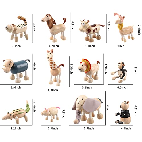 12PCS Bendable Wooden Animal Toys, Fun and Posable Animal Toys Figures for Early Education, Safari Wood Toy for Kids, Smooth Natural Wood, Wood - WoodArtSupply