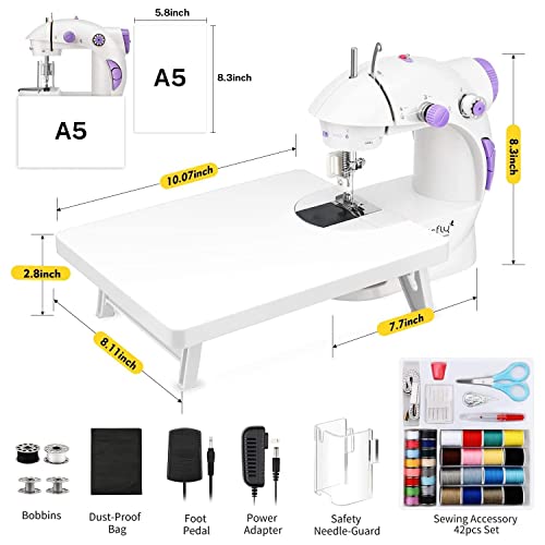 Magicfly Mini Sewing Machine for Beginner, Dual Speed Portable Machine with Extension Table, Light, Sewing Kit for Household, Travel Magicfly