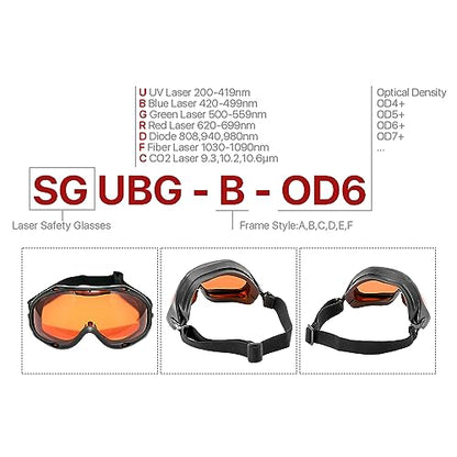 Cloudray Laser Safety Goggles 355nm 532nm Anti Laser Protection Snow Goggles OD6+ CE Protective Glasses For UV & Green Laser Cutting Engraving - WoodArtSupply