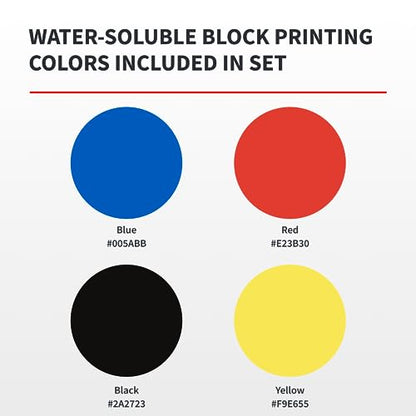 Speedball Water-Soluble Block Printing Ink Starter Set, 4-Color Set, 1.25-Ounce Tubes - WoodArtSupply