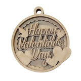 Happy Valentines Day Round Sign 4 Pieces Laser Cut Out Unfinished RND3 The Wood Shape Store