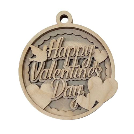 Happy Valentines Day Round Sign 4 Pieces Laser Cut Out Unfinished RND3 The Wood Shape Store