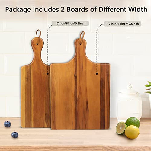 AIDEA Wood Cutting Board with Handle, Cheese Board Chartuterie Board，for Cutting and Serving 17"X11"bundle with 17"X6"(2 Pack) AIDEA