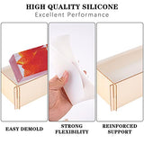 2PCS Different Size Silicone Resin Molds, Deep Rectangle Epoxy Resin Molds with Wooden Support, Large Size DIY Molds for Home Office Decoration Resin WUBOECE