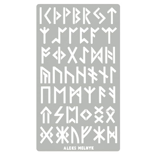 Aleks Melnyk No.35 Metal Stencil, Elder Futhark Runes, Ancient Alphabet, Sigil Magic Alphabet Stencil 1 PC, Template for Wood Burning, Pyrography Aleks Melnyk