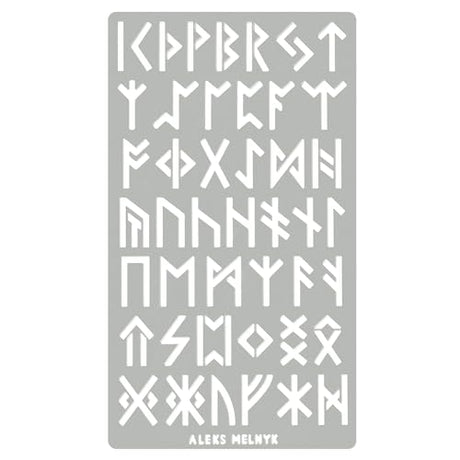 Aleks Melnyk No.35 Metal Stencil, Elder Futhark Runes, Ancient Alphabet, Sigil Magic Alphabet Stencil 1 PC, Template for Wood Burning, Pyrography Aleks Melnyk