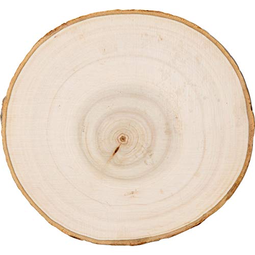 Plaid Round with Bark Wood Surfaces, 7" Plaid