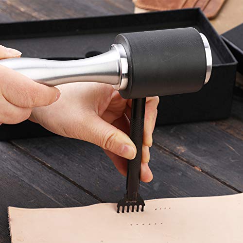 DIUDUS Leather Hammer Leather Mallet Craft Leather Carving Hammer Leather Maul for Stamping Tool Black Nylon Head Leather Mallet for Leather Work - WoodArtSupply