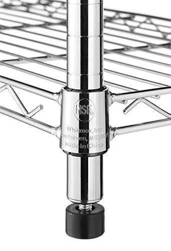Whitmor Supreme 3 Tier Shelving with Adjustable Shelves and Leveling Feet - 350 lb. Capacity per Shelf - Chrome Whitmor