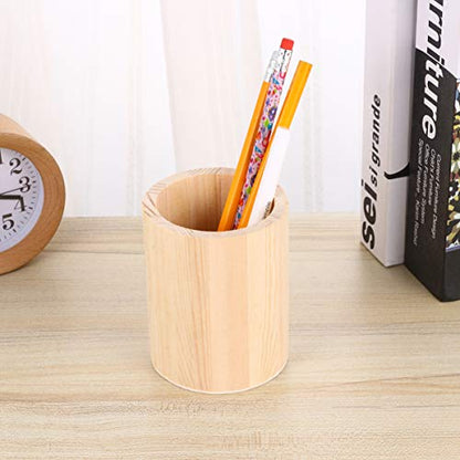 HEALLILY 2 Pcs Unfinished Wood Pen Pencil Holder Container Stationery Case Office Desktop Organizer Storage Case Stationery Storage Box for School