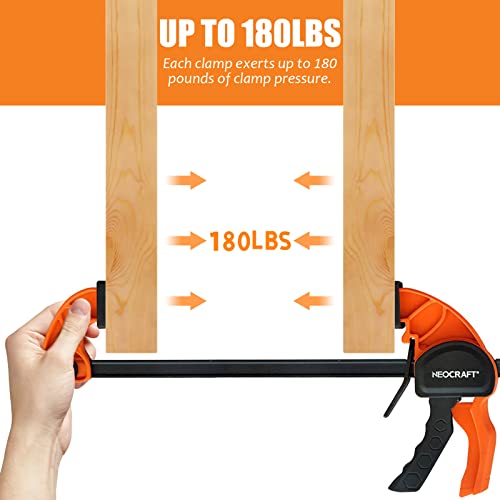Quick Release Ratchet Bar Clamps for Woodworking (2 Pieces Set 24'') - Light Duty Adjustable One-Handed Clamp for Woodworking & Furniture Neocraft