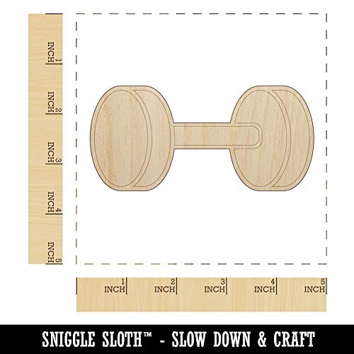 Dumbbell Gym Workout Exercise Unfinished Wood Shape Piece Cutout for DIY Craft Projects - 1/8 Inch Thick - 4.70 Inch Size - WoodArtSupply