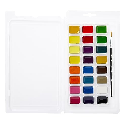 KINGART Watercolor Pan Set, 24 Unique Primary Shades, Includes Paint Brush KINGART