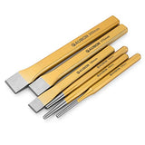 Acrux7 6 Pcs Cold Chisel Set - Flat Chisel, Center Chisel, Cylindrical Chisel, with Canvas Bag, Cone Chisel for Brickwork, Concrete, Metal, Stone Acrux7