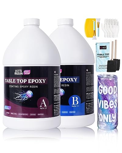 LET'S RESIN EPOXY RESIN 2 Gallon High Viscosity Resin for Table Top,2 Part Epoxy for Tumblers,Crystal Clear Thick Resin Kit with High Gloss Finish - WoodArtSupply