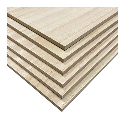 6 Pieces Veneered MDF Double Sided Paulownia Wood,MDF Core,6.4mm 1/4th Inch, 7" x11" Rectangle Slice, Unfinished Wooden Canvas Boards Signs for Cregugua