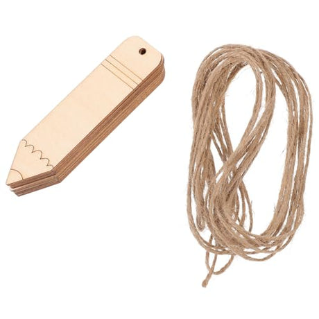 Tofficu 10pcs Wooden Bookmark Kids Bookmarks Unfinished Wood Bookmark Wooden Tags with Rope Novelty Funny Blank Bookmarks Reading Page Markers DIY Tofficu