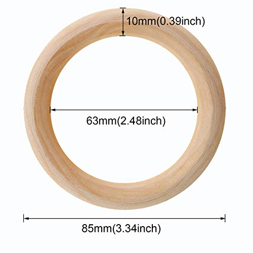 Penta Angel Wooden Rings 5Pcs 85mm Natural Unfinished Solid Wood Rings Smooth Wood Circles for DIY Craft Pendant Connectors Jewelry Making (85mm) PENTA ANGEL