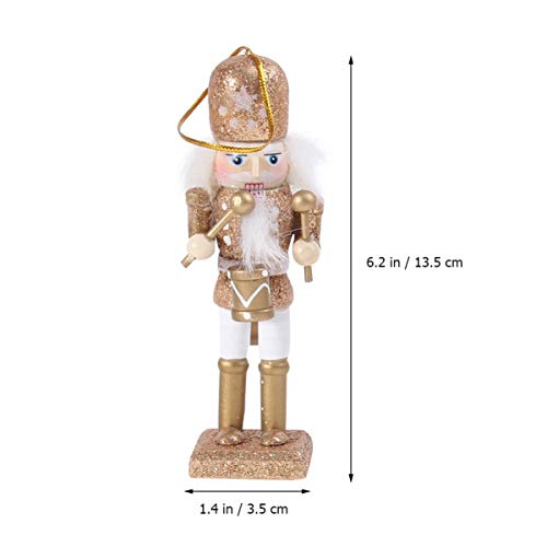 SEWACC 5 Pcs Christmas Nutcracker Wooden Nutcracker Ornaments Christmas Decoration Unfinished Nutcracker Figurines Puppet (White Gold) SEWACC