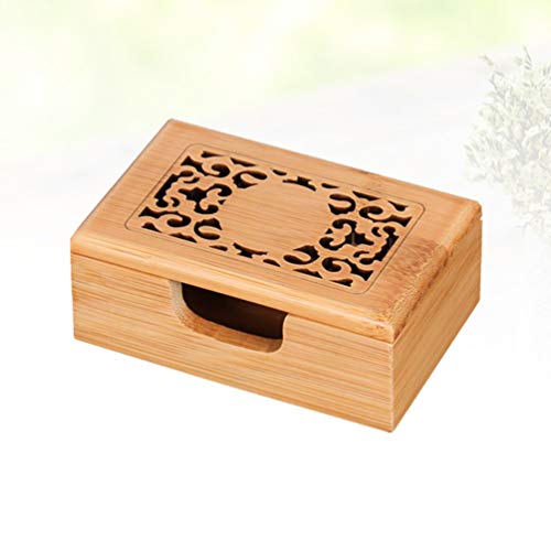 Amosfun Business Card Holder Organizer Wood Business Card Box Business Cards File Storage Holders - WoodArtSupply