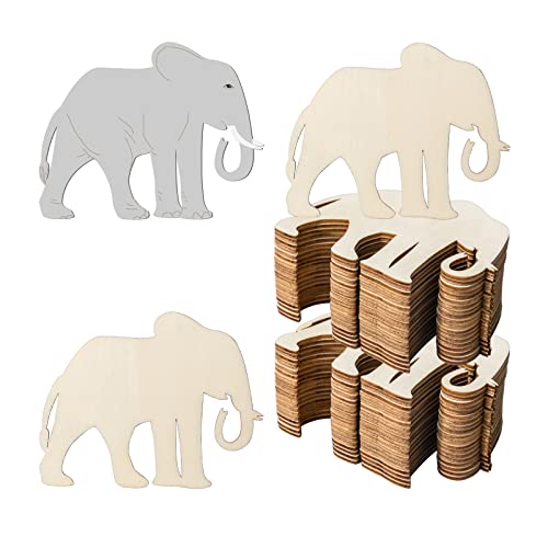 Elephant Wood Craft Animal Unfinished Wood DIY Craft Ornament for Wedding Birthday Thanksgiving Party Animal Theme Party Decoration 20Pack - WoodArtSupply