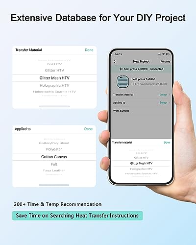 OFFNOVA Smart Heat Press Machine with Built-in Bluetooth, Iron-on Press for HTV Vinyl and Heat Transfer for T-Shirt, Tote Bags & More, DIY Projects - WoodArtSupply
