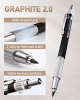 Nicpro 35PCS Art Mechanical Pencils Set, 3 PCS Metal Drafting Pencil 0.5 mm & 0.7 mm & 0.9 mm & 3 PCS 2mm Lead Holder (6B 4B 2B HB 2H 4H Colors) For Nicpro