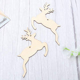 SUPVOX Wooden Chip Unfinished Wood Ornaments DIY Accessories Wood Cutouts Christmas Reindeer Wood Patches Home Bar Wedding Party 10pcs SUPVOX