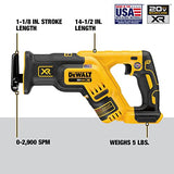 DEWALT 20V MAX* XR Reciprocating Saw, Compact, Tool Only (DCS367B) DEWALT