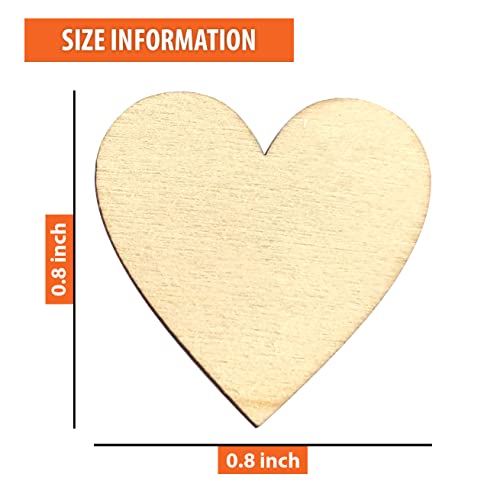 300 Pcs 0.8 Inch Unfinished Wood Heart Slices Blank Natural Wooden Hearts Shapes Ornaments Tags for DIY Wedding Art Crafts Valentine Decorations