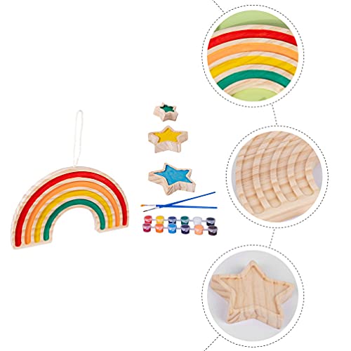 Kisangel 1 Set Doodle Playset Home Accessories Unfinished Wood Shape Unfinished Star Toys Unfinished Wooden Home Decorations Star Shape Toys Wooden Kisangel