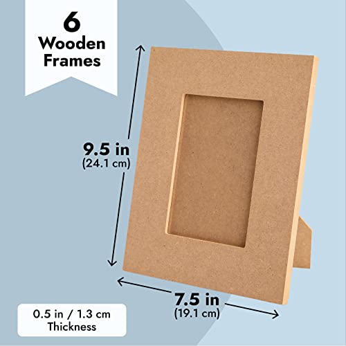Juvale 6-Pack Unfinished Wood Picture Frames, Wooden Picture Frame, DIY Wood Frame for Desk Table Top, Home, Office, All Occasions Decoration, DIY