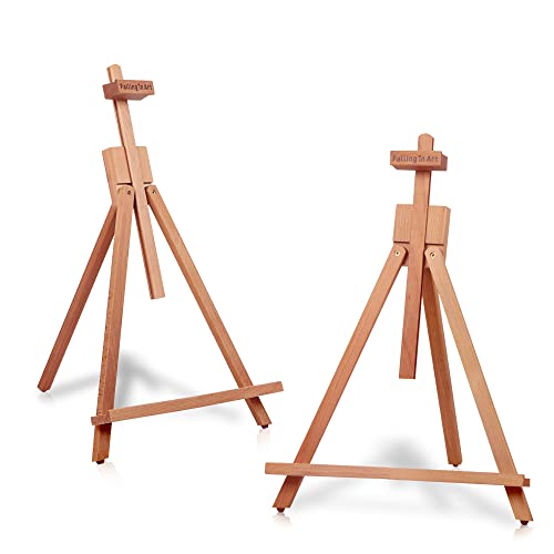 Falling in Art Beechwood 25’’ Tabletop Easel Display Stand Set for Painting- Holding Canvas Up to 22 1/2 Inches High, 2 Pack Artist A-Frame Tripod - WoodArtSupply