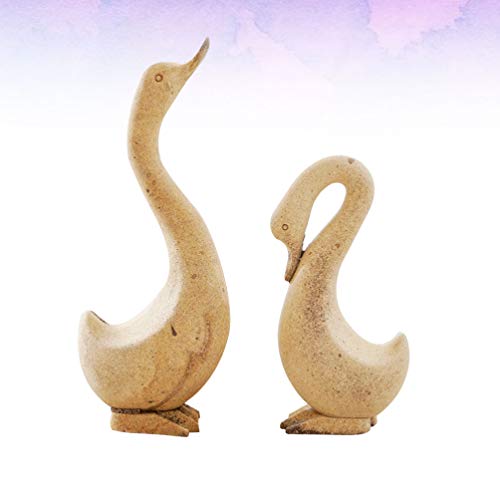 EXCEART 1 Pair Unfinished Wood Animal Ornaments Blank Wood Goose Peg Doll Figure Cutout Table Statue Model Desktop Centerpiece for Kids DIY Painting - WoodArtSupply