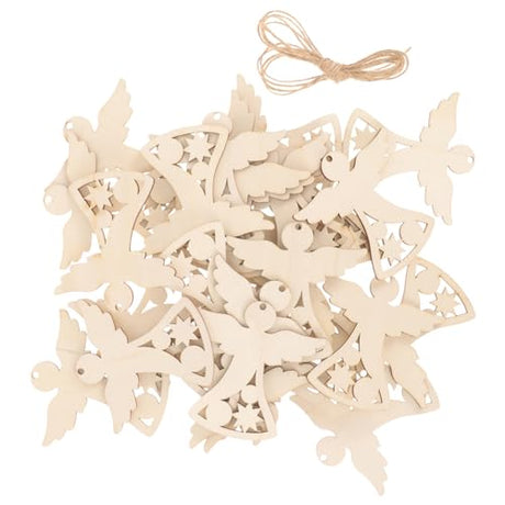EXCEART 30pcs Christmas Angel Wooden Cutouts Xmas Unfinished Wooden Angel Shape Blank Wood Angel Gift Tags for DIY Crafts Christmas Tree Ornaments EXCEART