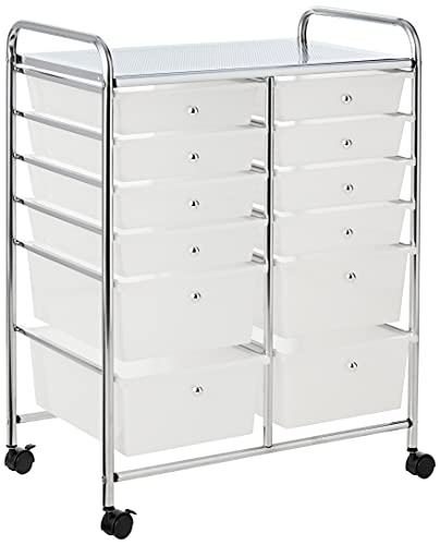 Whitmor Chrome and Plastic 12-Drawer Storage Cart Whitmor
