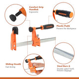 Jorgensen 2-Piece Steel Bar Clamp Set, Light Duty F-Clamp, 8-inch & 12-inch Jorgensen