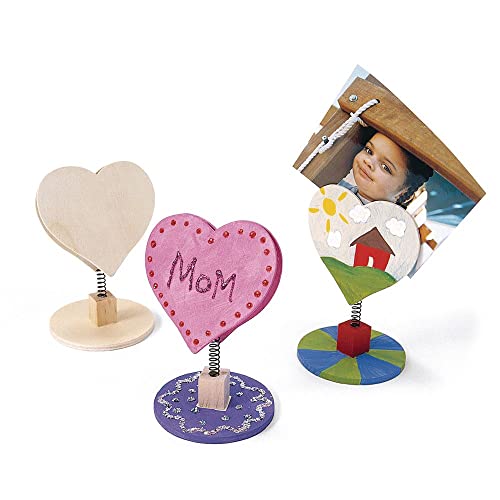 Colorations® Wooden Bobble Heart Note & Photo Holders, Set of 12, Craft for Kids & Fun Home Activities,Keepsake or Give a Personalize Gift, Create - WoodArtSupply