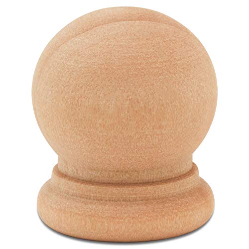 Wood Finials, 3/4 Inch Tall with 1/4 Inch Hole, Unfinished Wood Finials for 1/4 Inch Dowel Rods, Wood Dowel Caps for Crafts and DIY, Pack of 50 by Woodpeckers