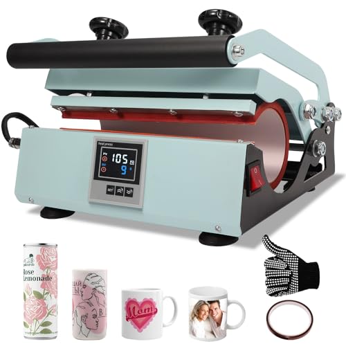 Tumbler Heat Press Machine, Sublimation Press for 20oz-30oz Tumbler, 11-16oz Heat Mug Press with Sublimation Paper Heat Tape & Gloves for