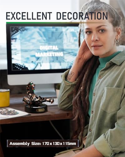 ROKR 3D Metal Model Kits Puzzle for Adults Kids, Steampunk Electric Mechanical Toy, Assembly DIY Gift Plastic Craft Hobby for Men, Women (Emperor ROKR