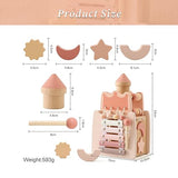 Wooden Baby Activity Cube for Toddlers 1-3,5 in 1 Castle Shape Sorter Bead Maze Montessori Toys for Baby 6 Months+, Educational Learning Toy for Kids Wooden Teether